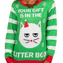 Tipsy Elves Women's Litter Box Freeform Sweater