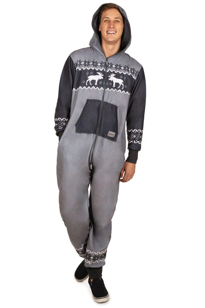 Tipsy Elves Men's Black And Grey Moose Jumpsuit 3 Tipsy Elves Men's Black And Grey Moose Jumpsuit