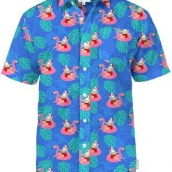Tipsy Elves Men's Santa Pool Party Button Down Shirt 7 Tipsy Elves Men's Santa Pool Party Button Down Shirt