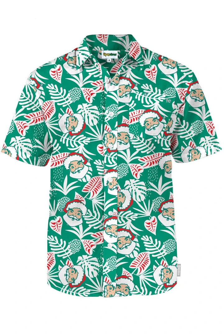Tipsy Elves Men's Santa Palms Button Down Shirt 6 Tipsy Elves Men's Santa Palms Button Down Shirt