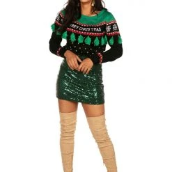 Tipsy Elves Women's Christmas Tree Tassel Ugly Christmas Sweater 9 Tipsy Elves Women's Christmas Tree Tassel Ugly Christmas Sweater