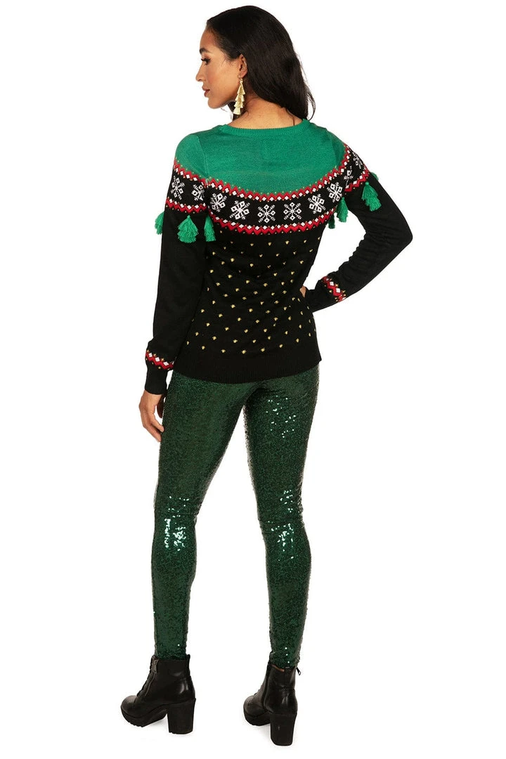 Tipsy Elves Women's Christmas Tree Tassel Ugly Christmas Sweater 5 Tipsy Elves Women's Christmas Tree Tassel Ugly Christmas Sweater