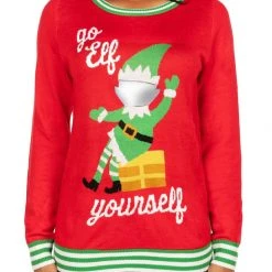 Tipsy Elves Women's Go Elf Yourself Ugly Christmas Sweater