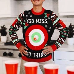 Tipsy Elves Men's Drinking Game Ugly Christmas Sweater
