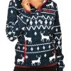 Tipsy Elves Women's Blue Reindeer Fleece 1 Tipsy Elves Women's Blue Reindeer Fleece