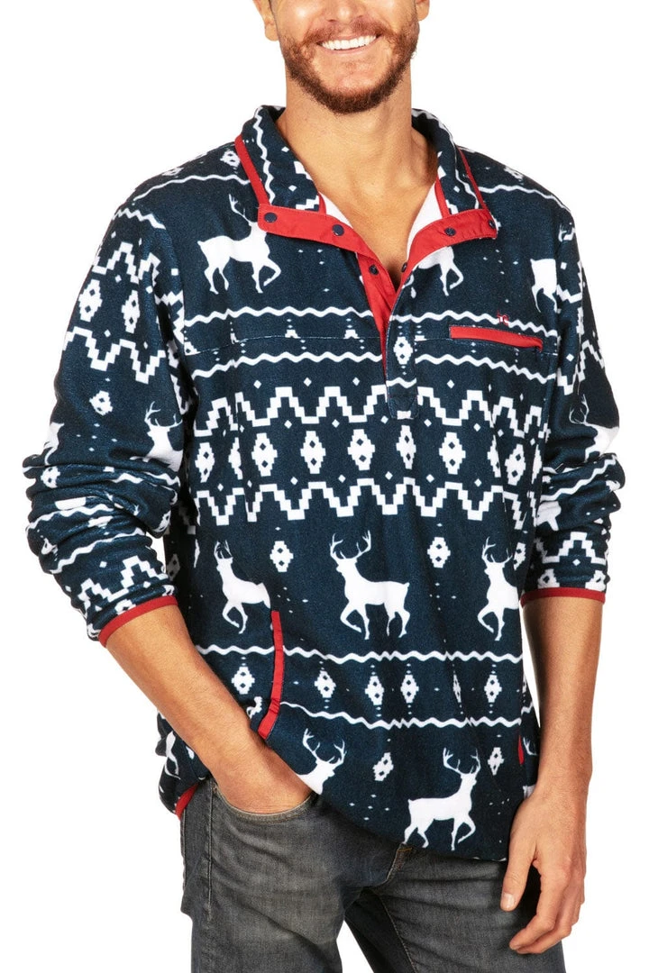 Tipsy Elves Men's Blue Reindeer Fleece 3 Tipsy Elves Men's Blue Reindeer Fleece