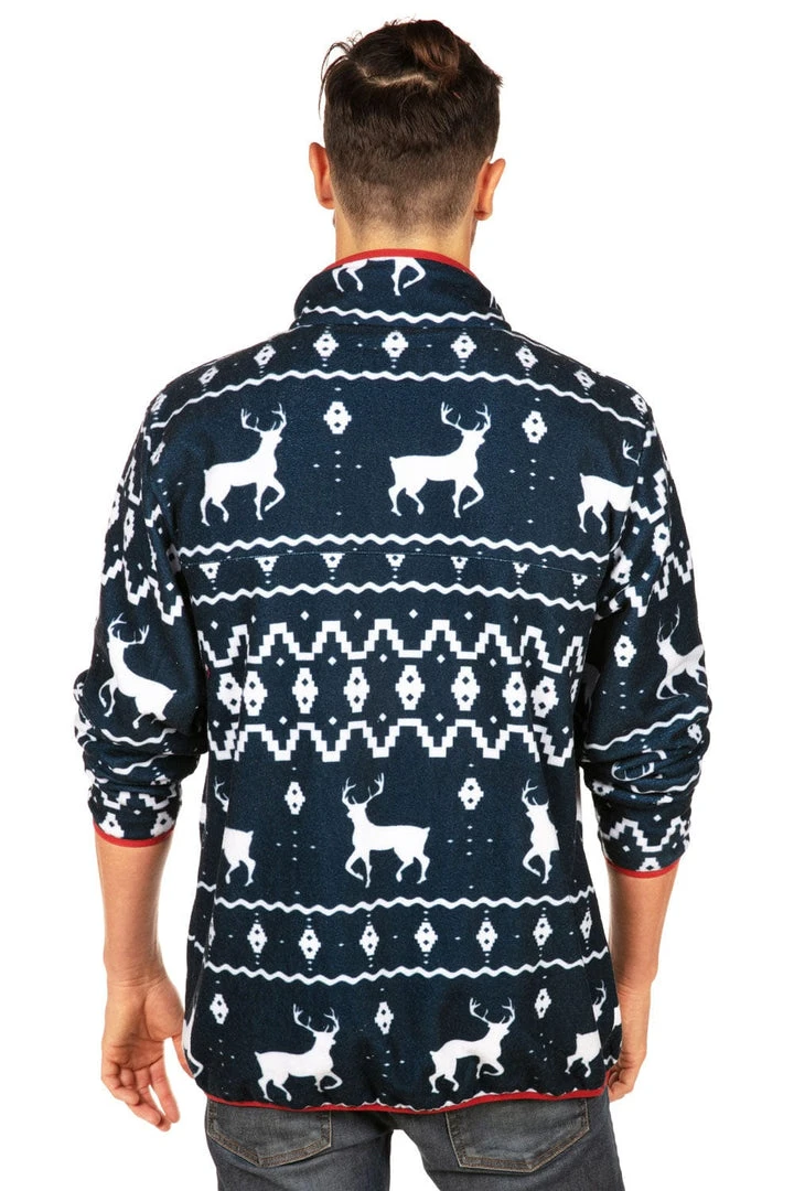 Tipsy Elves Men's Blue Reindeer Fleece 4 Tipsy Elves Men's Blue Reindeer Fleece