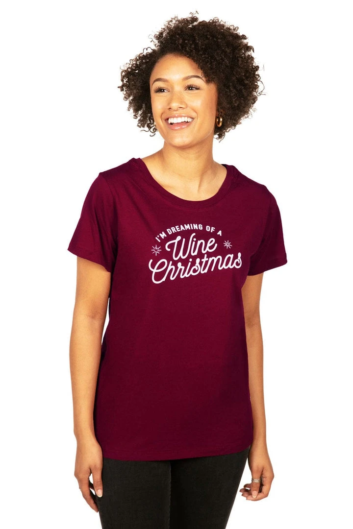 Tipsy Elves Women's Dreaming Of A Wine Christmas Tee 4 Tipsy Elves Women's Dreaming Of A Wine Christmas Tee