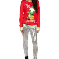 Tipsy Elves Women's Go Elf Yourself Ugly Christmas Sweater 10 Tipsy Elves Women's Go Elf Yourself Ugly Christmas Sweater
