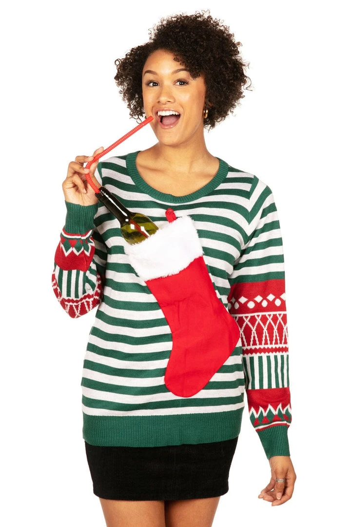 Tipsy Elves Women's Stocking Stuffer Ugly Christmas Sweater 4 Tipsy Elves Women's Stocking Stuffer Ugly Christmas Sweater