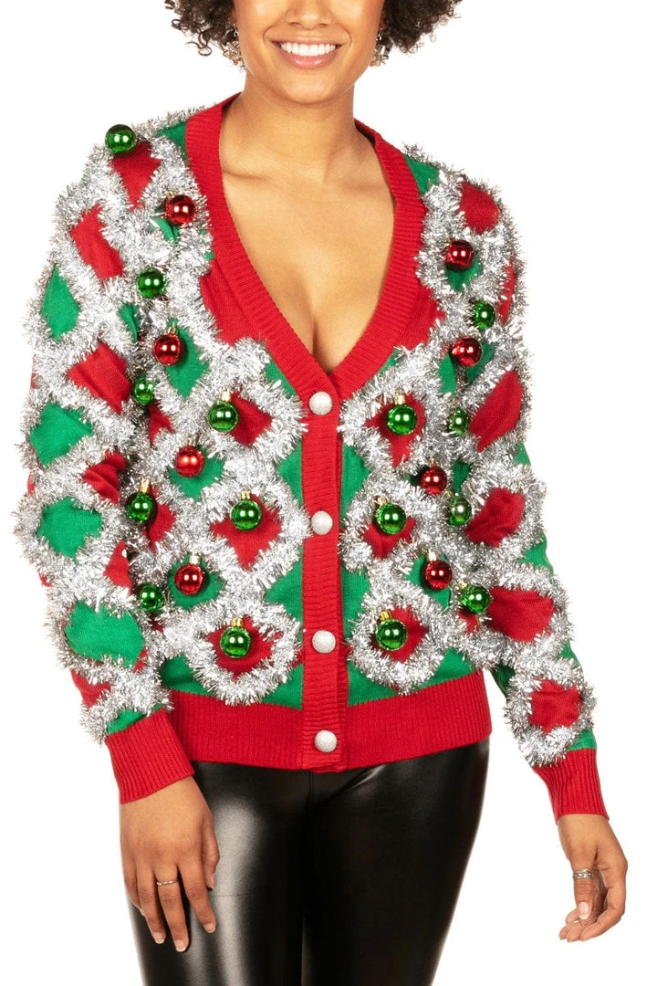 Tipsy Elves Women's Tacky Tinsel Cardigan 3 Tipsy Elves Women's Tacky Tinsel Cardigan