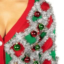 Tipsy Elves Women's Tacky Tinsel Cardigan 10 Tipsy Elves Women's Tacky Tinsel Cardigan