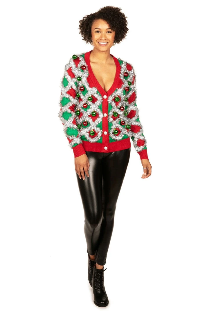 Tipsy Elves Women's Tacky Tinsel Cardigan 6 Tipsy Elves Women's Tacky Tinsel Cardigan