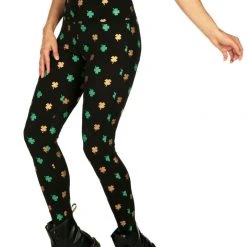 Tipsy Elves Gold Foil Clover High Waisted Leggings