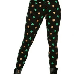 Tipsy Elves Gold Foil Clover High Waisted Leggings