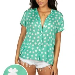 Tipsy Elves Women's Minty Mama Button Down Shirt