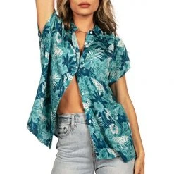 Tipsy Elves Women's Leapin' Leopard Hawaiian Shirt
