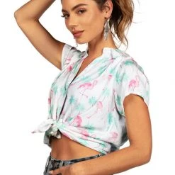 Tipsy Elves Women's Single & Ready To Flamingle Hawaiian Shirt