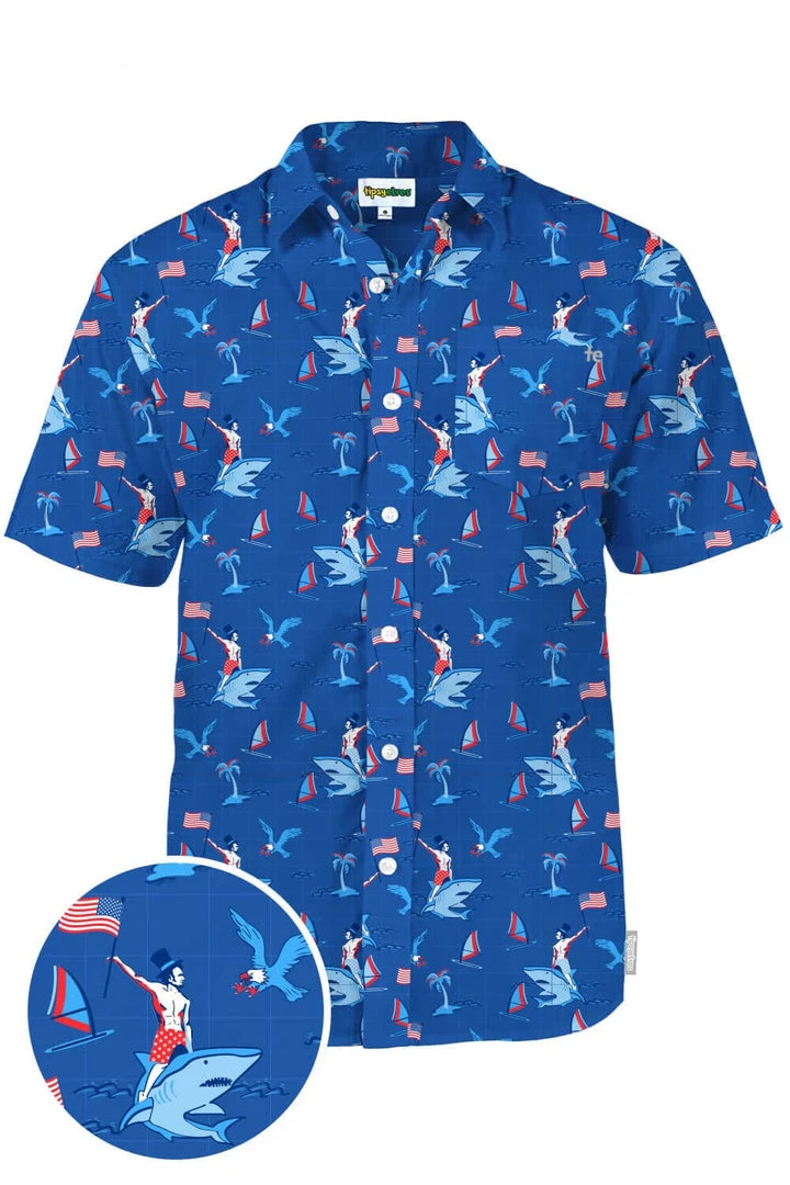 Tipsy Elves Men's Fin Riding Founder Button Down Shirt 3 Tipsy Elves Men's Fin Riding Founder Button Down Shirt