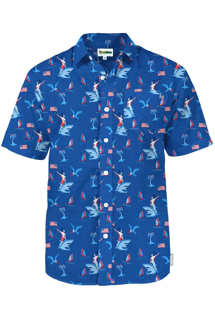 Tipsy Elves Men's Fin Riding Founder Button Down Shirt 9 Tipsy Elves Men's Fin Riding Founder Button Down Shirt