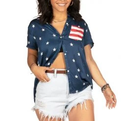 Tipsy Elves Women's Classic Flag Button Down Shirt 12 Tipsy Elves Women's Classic Flag Button Down Shirt