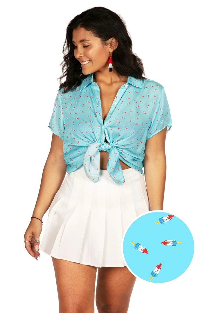 Tipsy Elves Women's Patriotic Pops Button Down Shirt 3 Tipsy Elves Women's Patriotic Pops Button Down Shirt