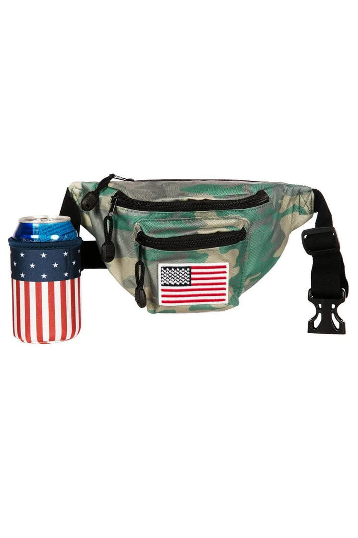 Tipsy Elves Patriotic USA Camo Fanny Pack With Drink Holder 3 Tipsy Elves Patriotic USA Camo Fanny Pack With Drink Holder