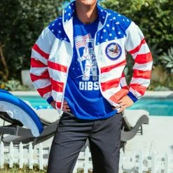 Tipsy Elves Men's American Flag Windbreaker Jacket Patriotic