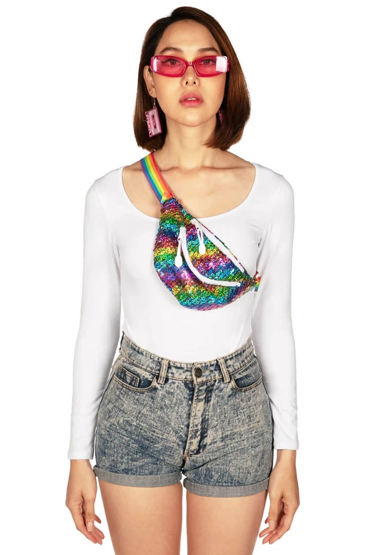 Tipsy Elves Rainbow Sequin Fanny Pack 5 Tipsy Elves Rainbow Sequin Fanny Pack