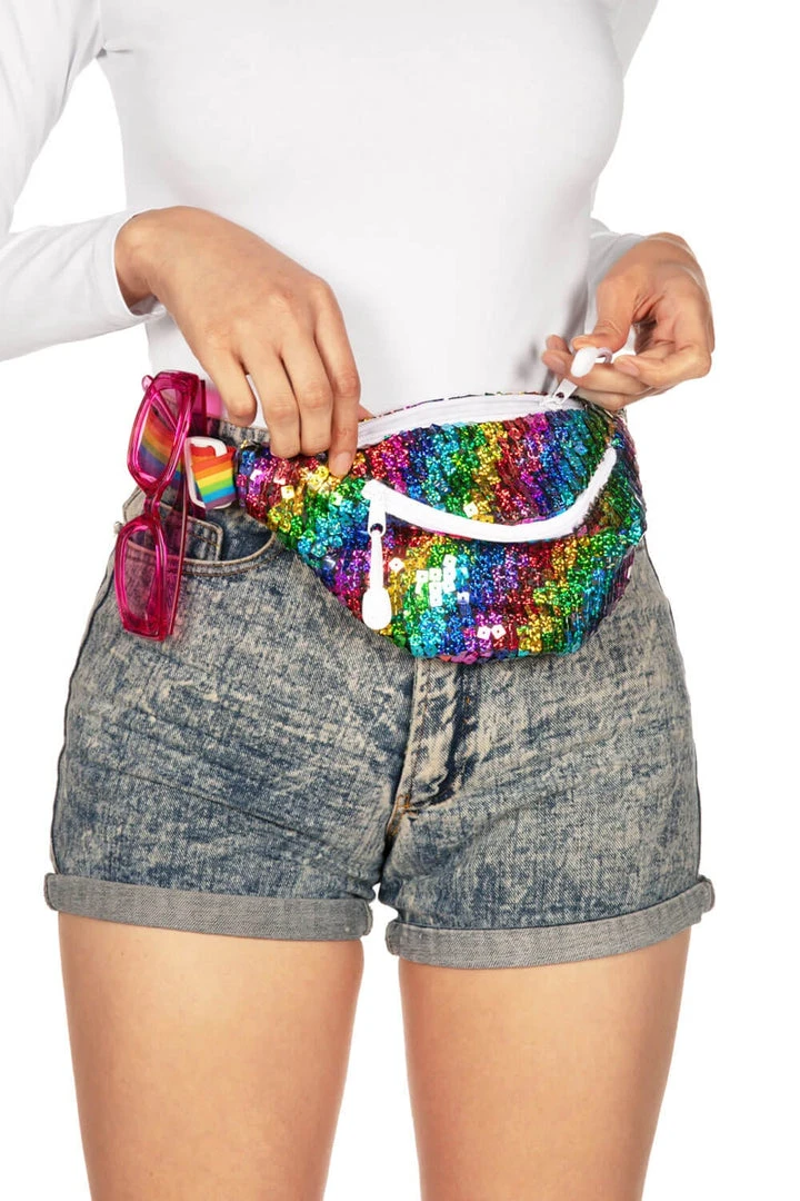Tipsy Elves Rainbow Sequin Fanny Pack 4 Tipsy Elves Rainbow Sequin Fanny Pack