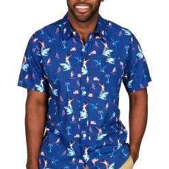 Tipsy Elves Men's Fin Riding Founder Button Down Shirt 10 Tipsy Elves Men's Fin Riding Founder Button Down Shirt