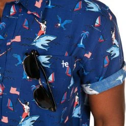 Tipsy Elves Men's Fin Riding Founder Button Down Shirt 14 Tipsy Elves Men's Fin Riding Founder Button Down Shirt