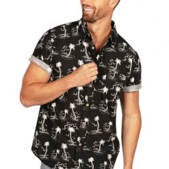 Tipsy Elves Men's Monochrome Moonlight Hawaiian Shirt