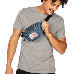 Tipsy Elves Blue Jean Buckle Fanny Pack With Drink Holder 8 Tipsy Elves Blue Jean Buckle Fanny Pack With Drink Holder