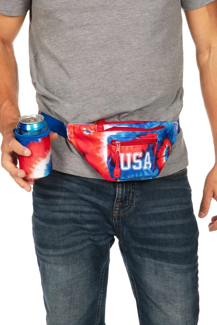 Tipsy Elves Tie Dye Fanny Pack With Drink Holder Patriotic 4 Tipsy Elves Tie Dye Fanny Pack With Drink Holder Patriotic