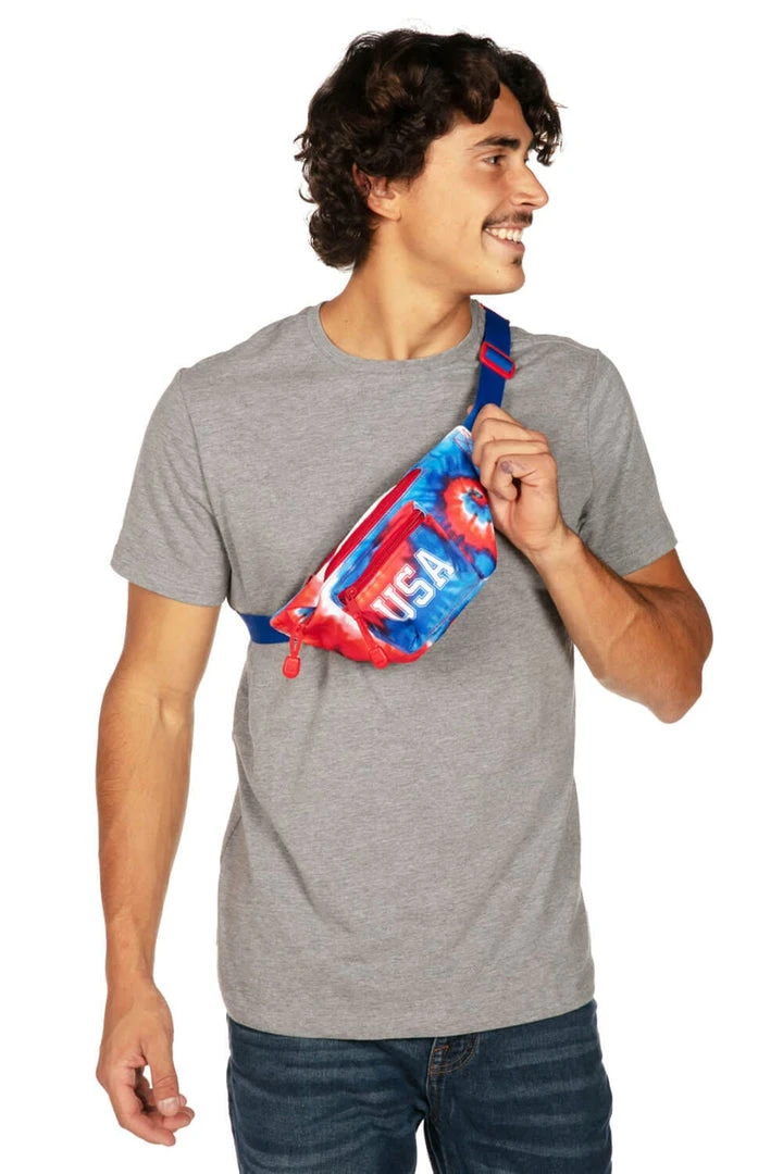 Tipsy Elves Tie Dye Fanny Pack With Drink Holder Patriotic 7 Tipsy Elves Tie Dye Fanny Pack With Drink Holder Patriotic