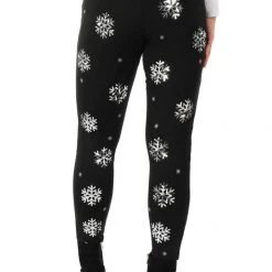 Tipsy Elves Women Sequined Snowflake High Waisted Leggings