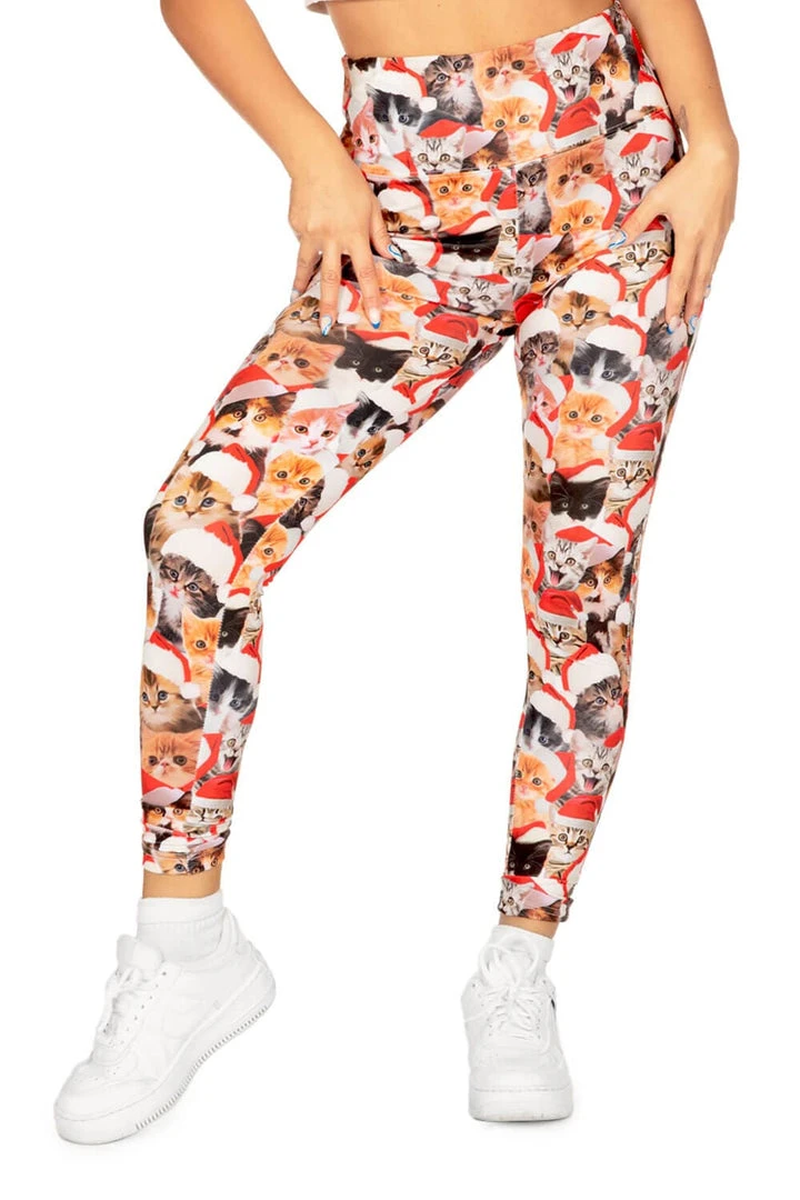 Tipsy Elves Christmas Cat High Waisted Leggings Women 3 Tipsy Elves Christmas Cat High Waisted Leggings Women