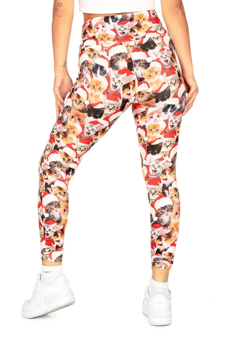 Tipsy Elves Christmas Cat High Waisted Leggings Women 4 Tipsy Elves Christmas Cat High Waisted Leggings Women