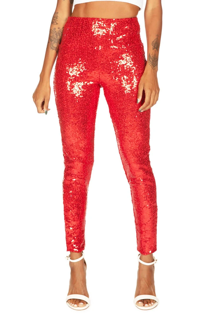 Tipsy Elves Red Sequin High Waisted Leggings 3 Tipsy Elves Red Sequin High Waisted Leggings