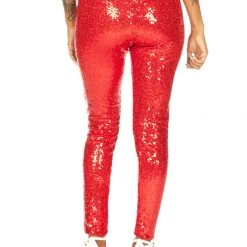 Tipsy Elves Red Sequin High Waisted Leggings