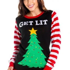 Tipsy Elves Women's Get Lit Light Up Ugly Christmas Sweater