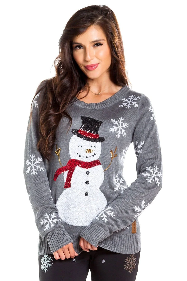 Tipsy Elves Women's Sequined Snow Day Ugly Christmas Sweater 5 Tipsy Elves Women's Sequined Snow Day Ugly Christmas Sweater