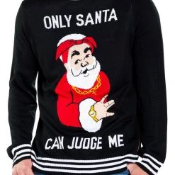 Tipsy Elves Men's Only Santa Can Judge Me Ugly Christmas Sweater