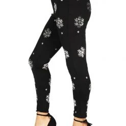 Tipsy Elves Women Sequined Snowflake High Waisted Leggings