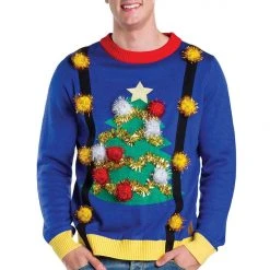 Tipsy Elves Men's Ugly Christmas Tree Sweater With Suspenders