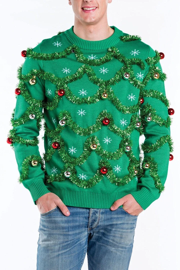Tipsy Elves Men's Gaudy Garland Ugly Christmas Sweater 3 Tipsy Elves Men's Gaudy Garland Ugly Christmas Sweater