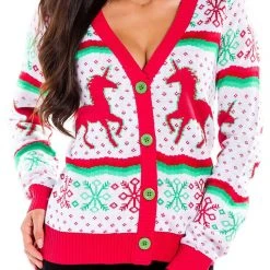 Tipsy Elves Women's Christmicorn Cardigan