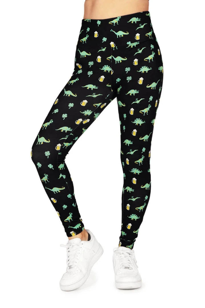 Tipsy Elves Women's Drinkosaurus Rex High Waisted Leggings 5 Tipsy Elves Women's Drinkosaurus Rex High Waisted Leggings