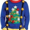 Tipsy Elves Men's Ugly Christmas Tree Sweater With Suspenders